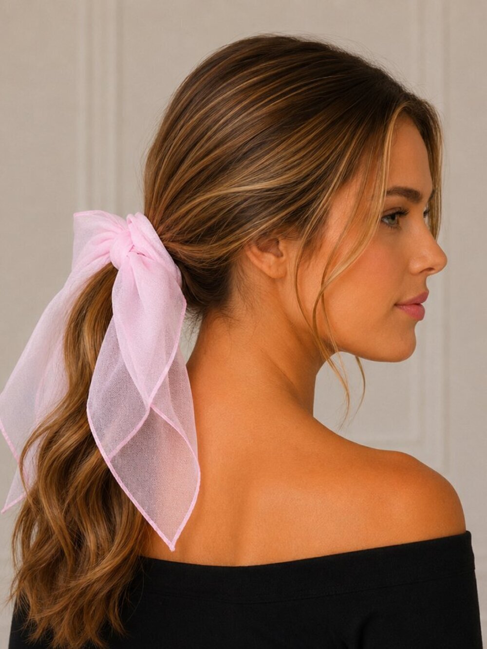 Light Pink Sheer Chiffon Scarf for Head Neck Purse 21" Square - Hey Viv
